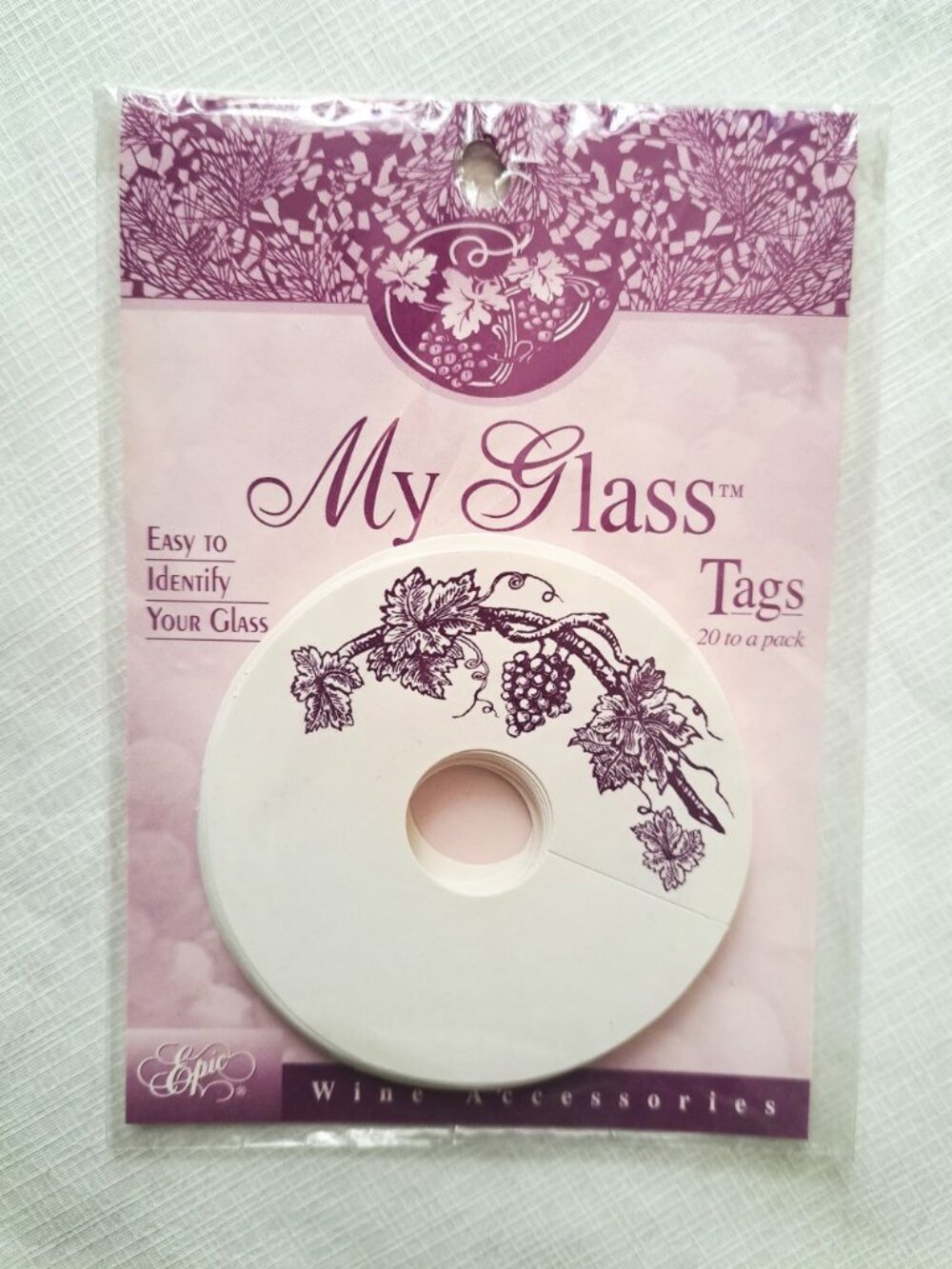 Epic Wine Accessories My Glass Tags Paper Wine Glass Markers 20-Pack New NIP